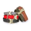 Green Leather Adjustable Heavy Duty Dog Collar with Quick-Release Metal Buckle and Handle