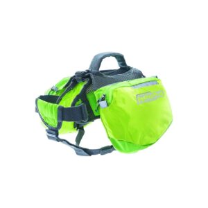 Green Lightweight Canine Saddle Bag Backpack for Active Dogs