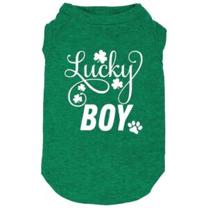 Green Medium Lucky Boy Letter Print Dog Shirt for Small and Large Dogs Gift