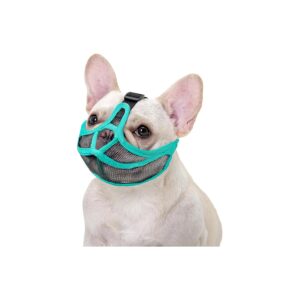 Green Mesh Bulldog Muzzle for Small to Medium-Sized Dogs with Adjustable Headband