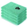 Green Microfiber Pet Towels 4 Pack Absorbent Soft Dog Bath Towels for Cats and Other Pets