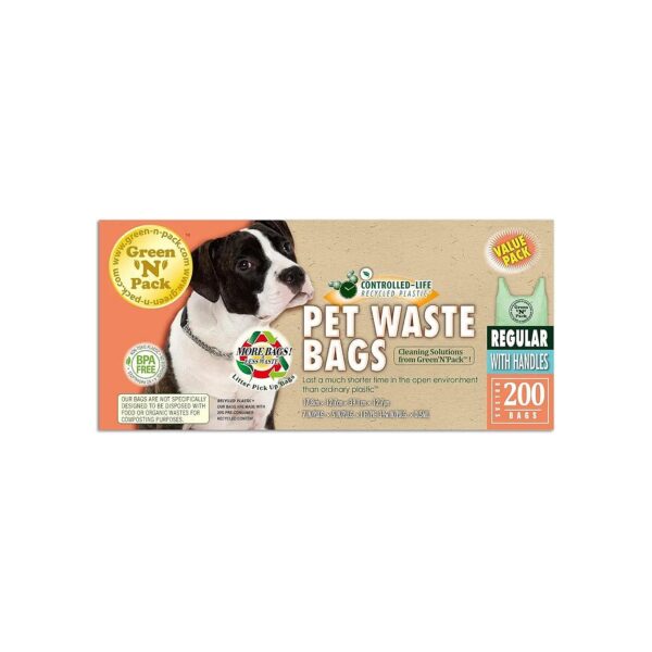 Green N Pack Heavy-Duty Pet Waste Bags with Easy-Tie Handles 200-Count