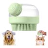 Green Pet Shower Brush for Dog and Cat Washing with Shampoo Dispenser