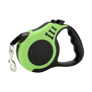 Green Retractable Dog Leash for Small to Medium Size Dogs with One Hand Lock