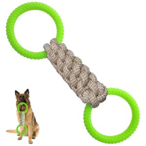 Green Rope Dog Toy for Large Medium Dogs Tug of War Play with Durable Cotton Polyester