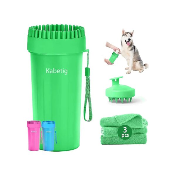 Green Round-Shaped Dog Paw Cleaner for Large and Extra Large Breed Dogs