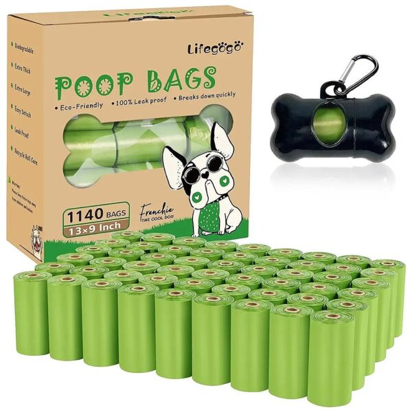 Green Unscented Dog Poop Bags with Dispenser 57 Rolls 20 Bags Each