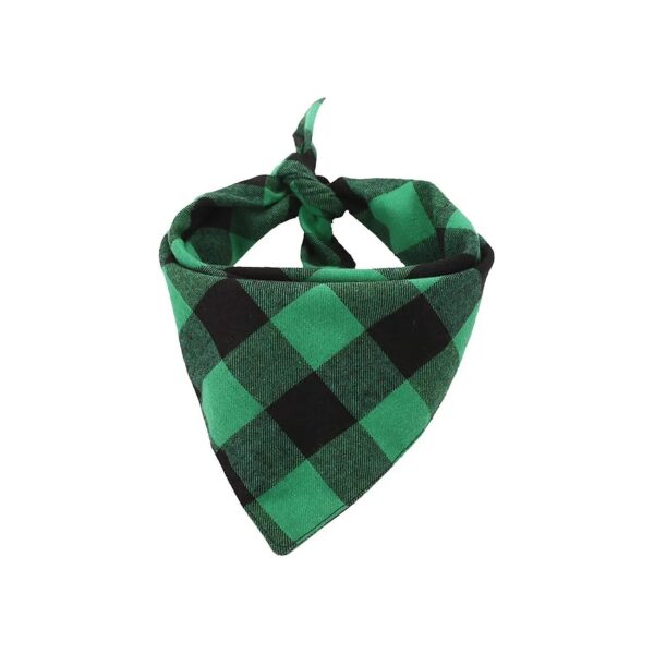 Green and Black Gingham Buffalo Check Plaid St Patrick's Day Dog Bandana for Puppy Pet