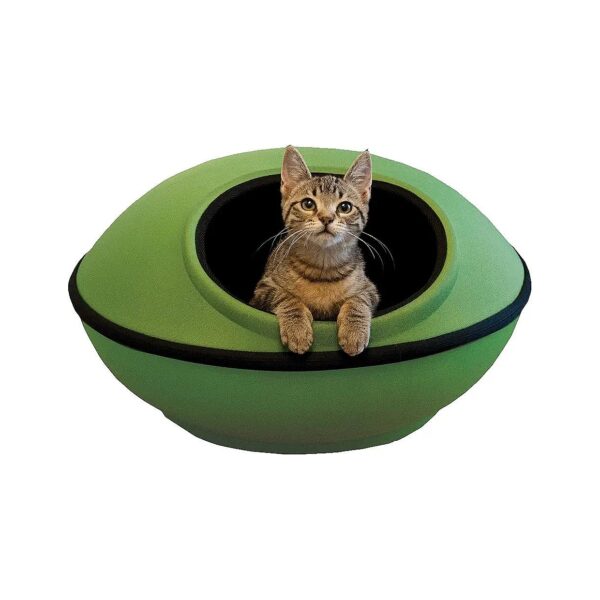 Green and Black Heated Pet Bed with EVA Foam Construction