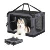 Grey 30 Inch Medium Dog Collapsible Travel Crate with 3 Packable Door Design