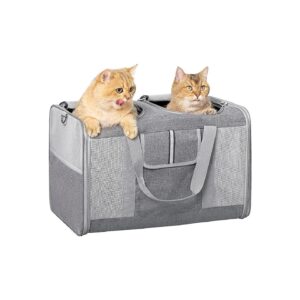 Grey 7x8x8in Large Soft Sided Pet Carrier for Cats and Small Dogs