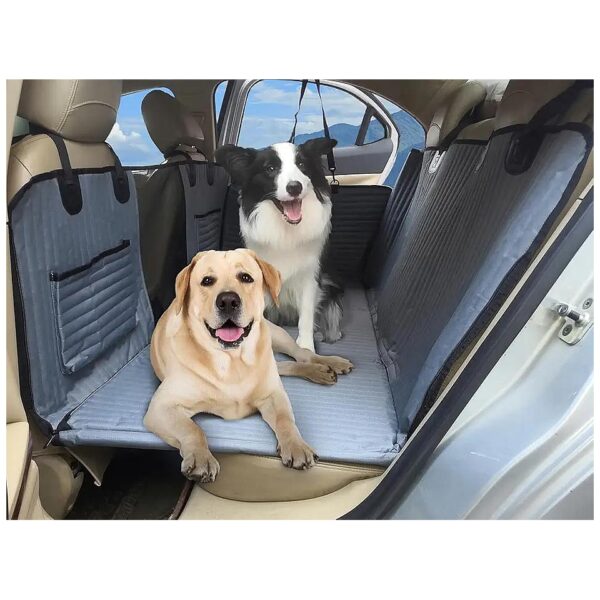 Grey Back Seat Car Seat Cover for Dogs with Bridge Gap Filler and Door Protectors