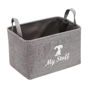 Grey Beige Pet Storage Bin for Holding Dry Treats and Toys