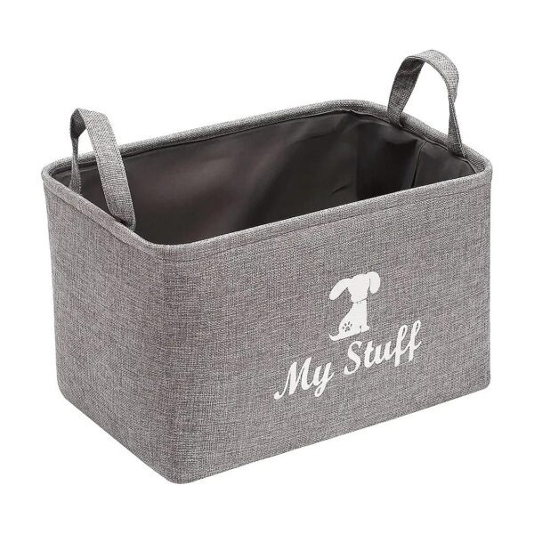 Grey Beige Pet Storage Bin for Holding Dry Treats and Toys