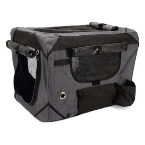 Grey Black Soft Crate for Pets with Lightweight Storage Case for Travel and Training