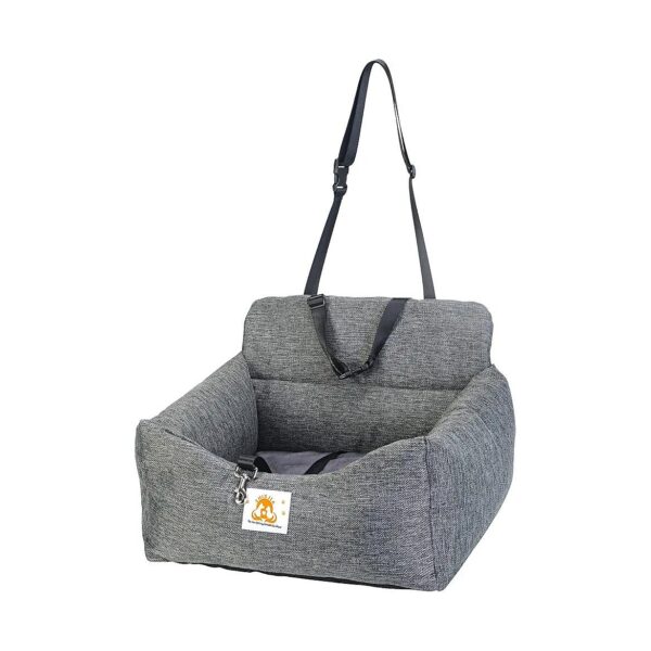 Grey Car Seat for Small Dogs with Detachable Washable Cover and Adjustable Buckle