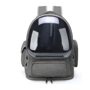 Grey Cat Pet Travel Carrier with Adjustable Straps and Anti-Escape Lock