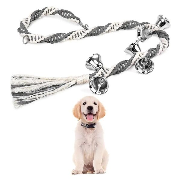 Grey Cotton Rope Dog Door Bell for Dogs with High-quality Bells and Adjustable Length