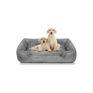 Grey Dog Bed for Large and Medium Size Dogs with Quad Pillows and Excellent Seating