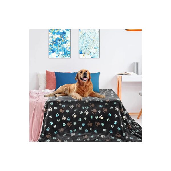 Grey Dog Blankets with Premium Fleece Flannel Fabric, 80x60 inch for Large Pets