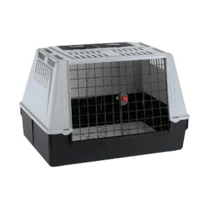 Grey Dog Car Carrier with Slide Open Door and Ventilation Grids, for Small Breed Dogs