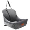 Grey Dog Car Seat with Snug Fit for Small Dogs and Car Seat Adjustability