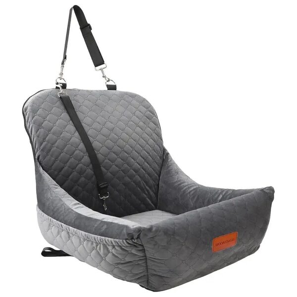 Grey Dog Car Seat with Snug Fit for Small Dogs and Car Seat Adjustability