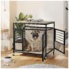 Grey Dog Kennel Crate with Double Entrance Doors and Latches for Easy Access