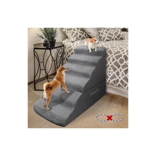 Grey Dog Ladder Ramp for Small Dogs, Cats, and Small Animals