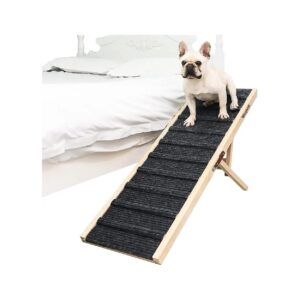 Grey Dog Ramp with Adjustable Heights for Small to Large Dogs and Cats