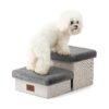 Grey Dog Ramps for Small Dogs and Cats with Adjustable Steps and Storage