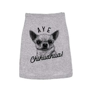 Grey Dog Shirt with Aye Chihuahua Cartoon Small Dog Clothes Funny Tee