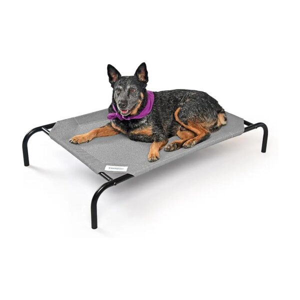 Grey Elevated Dog Bed with Cooling Fabric and Removable Cover