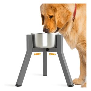 Grey Elevated Dog Bowl Stand for Large Medium Dogs with Adjustable Height