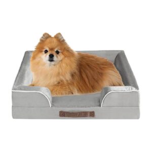 Grey Faux Leather Sofa Bed for Small Dogs with Orthopedic Foam Support