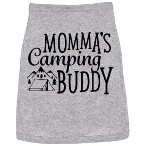 Grey Graphic Dog Shirt for Small to Medium Dogs with Camping Buddy and Mom's Day Message