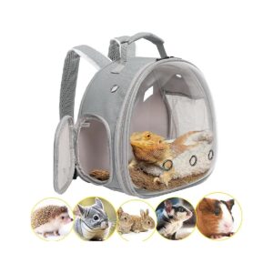 Grey Guinea Pig Backpack Carrier for Small Animals with Clear Bubble Window