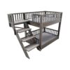 Grey Large Dog Bunk Bed with Memory Foam Cushion and Washable Cover