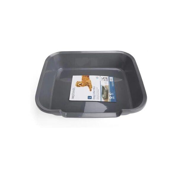 Grey Large Indoor Dog Litter Box with Easy Cleaning Features