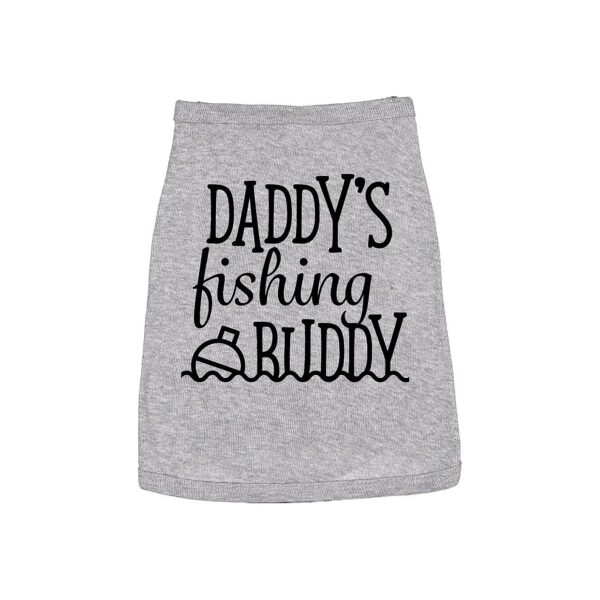 Grey Medium Dog Shirt with Cute Fishing Buddy Graphic for Puppy Dads and Moms