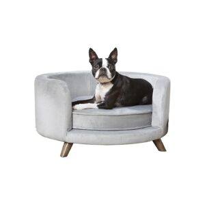 Grey Medium Pet Sofa with Elevated Design for Small to Medium Breeds