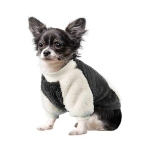 Grey Medium Size Fleece Dog Sweater for Small Dogs 5-8lbs Puppy Coat