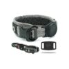 Grey Nylon Dog Collar with Airtag Holder and Air Mesh Padding for Small Medium Large Dogs