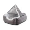 Grey Orthopedic Cave Dog Bed Warm and Comfortable Small Pet Furniture 20 inches