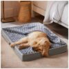 Grey Orthopedic Dog Bed for Large Dogs with Waterproof and Easy Cleaning Features