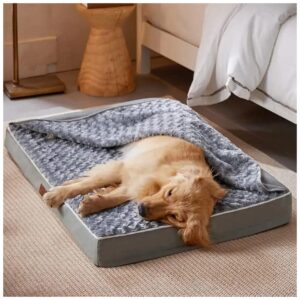 Grey Orthopedic Dog Bed for Large Dogs with Waterproof and Easy Cleaning Features