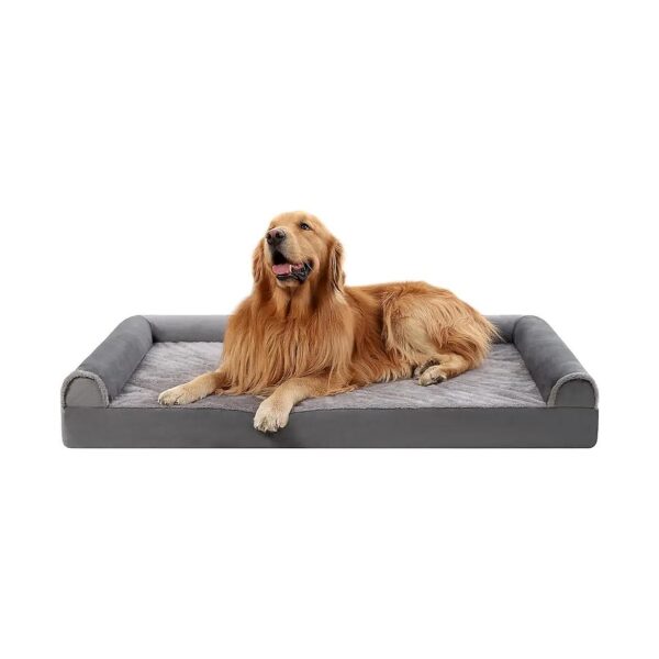 Grey Orthopedic Dog Bed with Egg Crate Foam and Three-Layer Waterproof Cover for Comfort