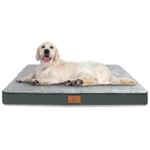 Grey Orthopedic Dog Bed with Waterproof Cover and Egg Crate Foam for Large Dogs