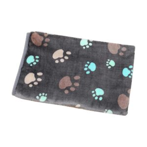 Grey Paw Print Fleece Flannel Pet Blanket for Small and Medium Dogs and Cats, Soft, Cozy,