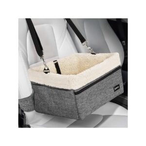 Grey Pet Car Booster Seat with Upgraded Reinforced Frame and Seat Belt